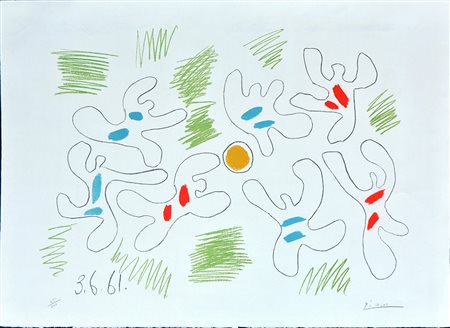 Pablo Picasso football litografia 1961 56x76 es. 45/200 pubblicato su bloch