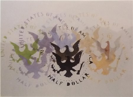 Franco Angeli- Half dollar- 120x160 '82 smalto a spruzzo su tela