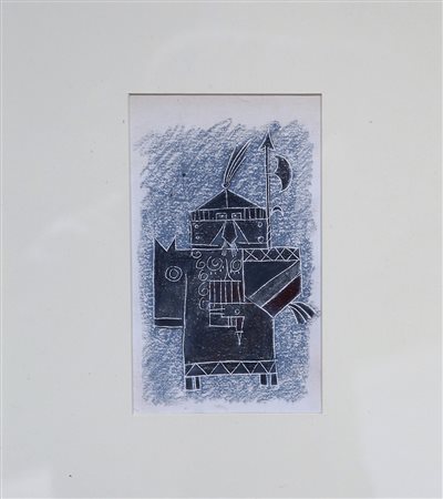 Pino Pascali cavaliere medievale 1964 18x11 tecnica mista su carta autentica...