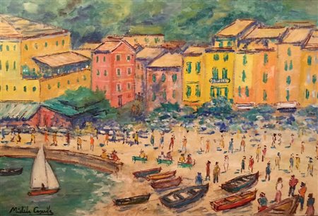 Cascella Michele estate a portofino olio su tela 40 x 60 autentica...