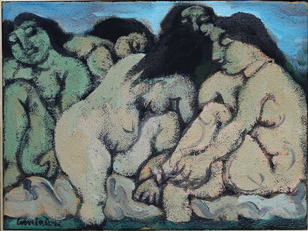 Domenico Cantatore olio su tela 30x40