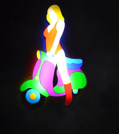 Marco Lodola luminosa da parete autentica dell'artista su foto 120x72x12
