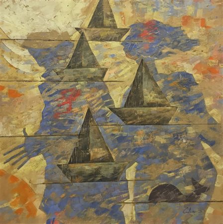 Talani Giampaolo isola dei venti Strappo d'affresco 100 x 100 2010 autentica...