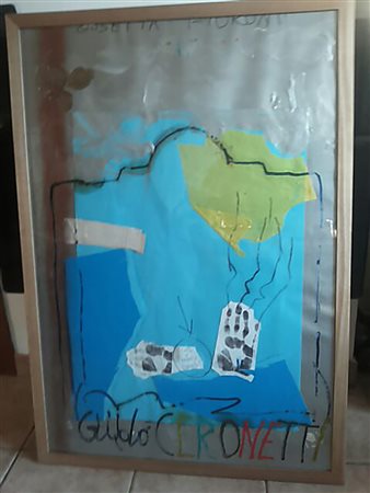 Giosetta Fioroni 70x100 tecnica mista su carta 2002 con foglia d'argento...