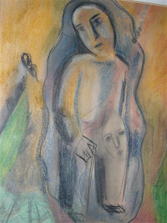 Sandro Chia 1989 tecnica mista su carta applicato su tela 39x51 numero...