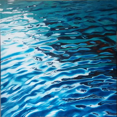 Moreno Pagliari Acua- Olio su tela 90x90 2017 autentica dell'artista su foto