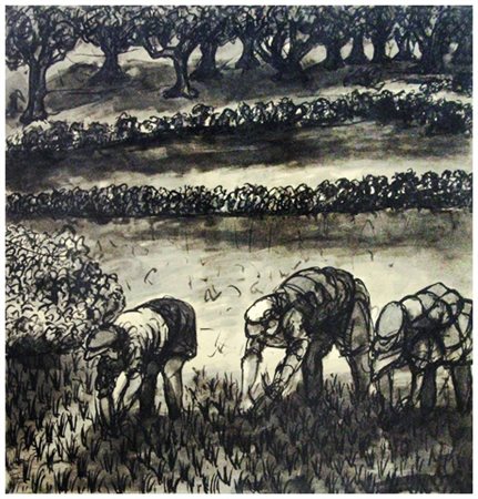 TONO ZANCANARO Padova 1906 – Padova 1985 Senza titolo (Le mondine) 1956 China...