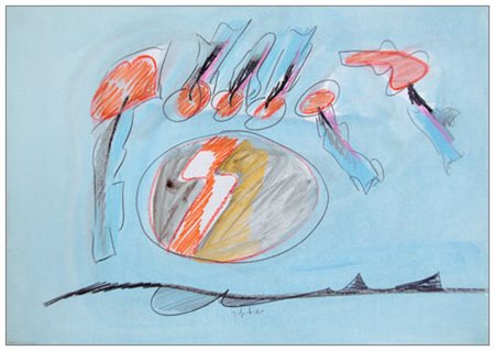 SERGIO DANGELO Milano 1932 Minaccia 1965 Tec. mista su tela cartonata 35 x...