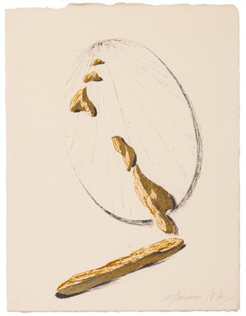 UMBERTO MARIANI (1936)Senza Titolo, 1987Tecnica mista su cartacm 22x17Firma e...