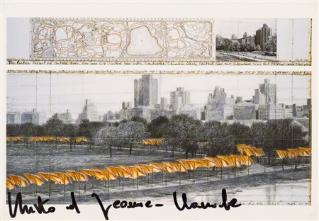 CHRISTO (1935)The GatesCartolina cm 10x17Firma di Christo e Jeanne-Claude a...