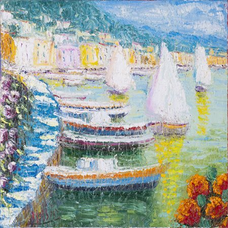 ROBERTO MASIA (1958)Vele a PortofinoOlio su telacm 50x50x4Firma al...