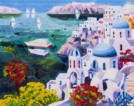 ATHOS FACCINCANI (1951)Inno alla luce e ai colori di SantoriniOlio su telacm...