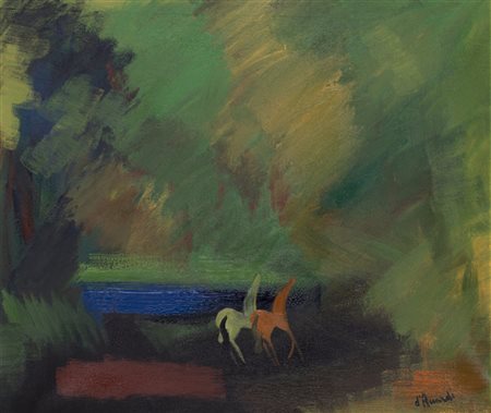 GIAN RODOLFO D'ACCARDI (1906-1993)Senza Titolo, 1974Olio su telacm 60x70Firma...