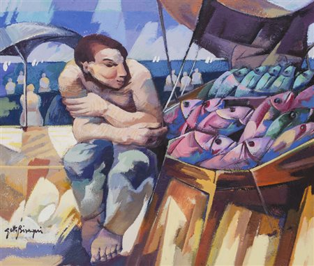 GETTY BISAGNI (1931)Dopo la pescaOlio su telacm 60x70Firma al fronteTitolo al...