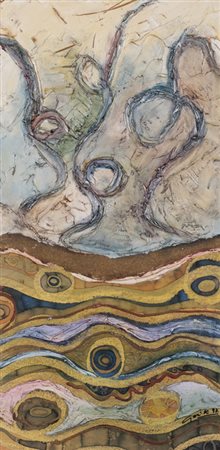 KATIA GORI Senza Titolo, 1997Tecnica mista su tavolacm 60x30Firma e datazione...