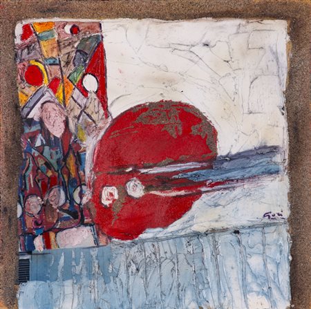 KATIA GORI Senza TitoloTecnica mista e sabbia su tavolacm 34x34Firma al fronte