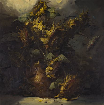 ALFIO PRESOTTO (1940)Senza TitoloOlio su telacm 100x100Firma al fronte