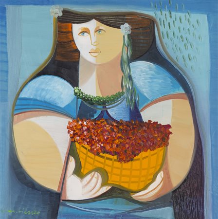 VITTORIO MARIA DI CARLO (1939-2015)Figure, 1996Olio su telacm 50x50Firma al...