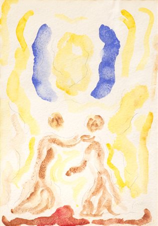 VIRGILIO GUIDI (1891-1984)L'abbraccioAcquerello su cartacm 50x35Firma al...