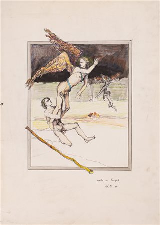 ALBERTO ABATE (1946-2012)Incontro con l'angelo, 1980Tecnica mista su cartacm...