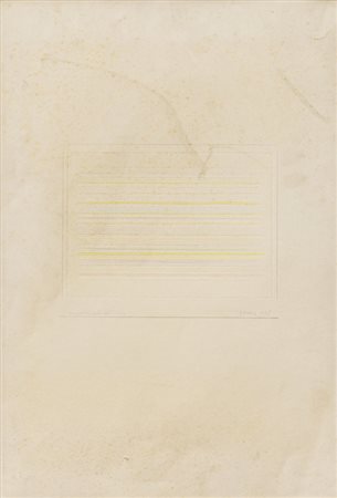 CLAUDIO VERNA (1937)Orizzontali gialli celesti e rosa, 1975Tecnica mista su...