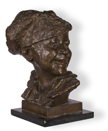 MEDARDO ROSSO (1858-1928)Senza TitoloScultura in bronzo a cera persacm...