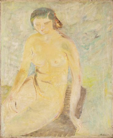 ANGELO DEL BON (1898-1952)Nudino di Lia, 1937Olio su telacm 61x50Firma al...