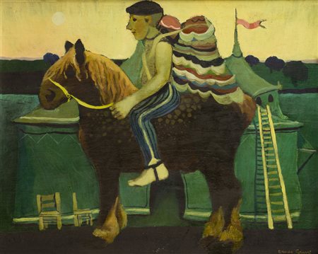 BRUNO GRASSI (1944)Guardando l'angeloOlio su tavolacm 40x50Firma al...