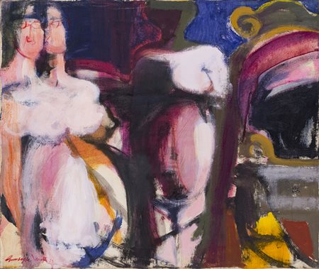 GIUSEPPE MOTTI (1908-1988)Gestanti, 1973Olio su telacm 50x60Firma e datazione...