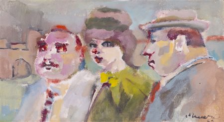 MINO MACCARI (1898-1989)Senza Titolo, 1969Olio su cartone telatocm 30x55Firma...