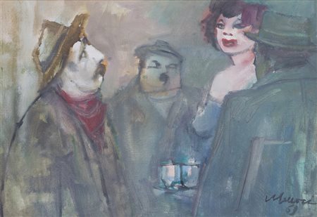 MINO MACCARI (1898-1989)Senza Titolo, 1969Olio su cartone telatocm 30x50Firma...