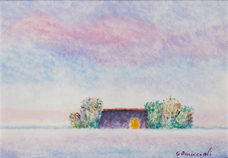 GIOVANNI OMICCIOLI (1901-1975)Capanna a PassoscuroTecnica mista su cartonecm...
