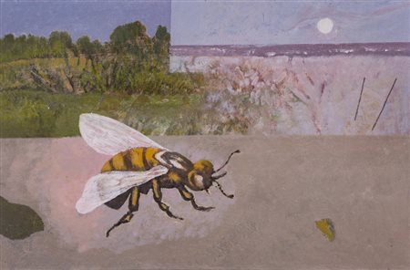 GIULIO SCAPATICCI (1933-2006)Insetto, 1981Olio su cartone telatocm 20x30Firma...