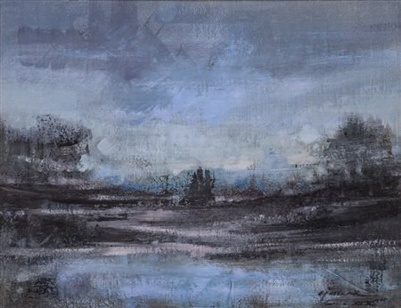 GIUSEPPE AJMONE (1923-2005)Senza TitoloOlio su telacm 27x35Firma al...