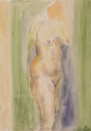 PIER LUIGI LAVAGNINO (1933-1999)Modella in posaTecnica mista e acquerello su...