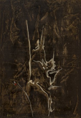 GIANNI DOVA (1925-1991)Composizione, 1952Tecnica mista su carta applicata su...