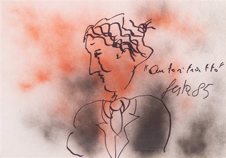 TANO FESTA (1938-1988)Autoritratto, 1985Tecnica mista e spray su cartoncinocm...