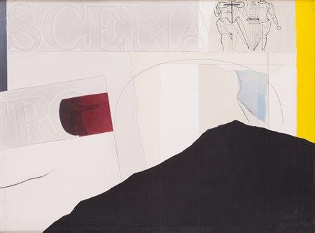 ANGELO CAGNONE (1941)Scena, 1984Tecnica mista su telacm 30x40Firma, titolo,...