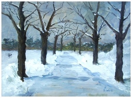 NELLO FIASCHI Pisa 1899 – Pisa 1982 Senza titolo Olio su tavola 34 x 45....