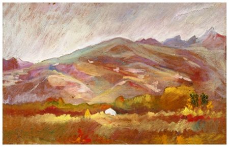 SANTI MACCHIA Pisa 1884 – Pisa 1964 Le Apuane Olio su cartone 23 x 36,5....