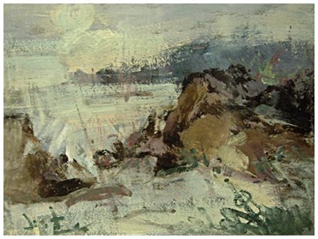 ALVARO DANTI Livorno 1911 – Livorno 1985 Sassoscritto, Caletta Olio su tavola...