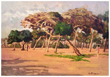 GINO FIORINI Livorno 1920 – Livorno 2005 Senza titolo Olio su tavola 35 x 50....