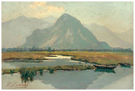 GIOVANNI LOMI Ardenza 1889 – Ardenza 1969 Dintorni di Pallanza 1940 ca. Olio...