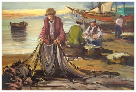 ERNESTO SCUDIERO Napoli 1938 Senza titolo Olio su tela 20 x 30. Firma in b. a...