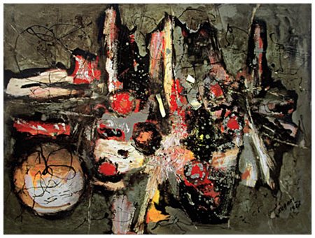 ATTILIO SCARFI' Arona 1931 – Torino 2016 Senza titolo 1957 Pittura, tec....