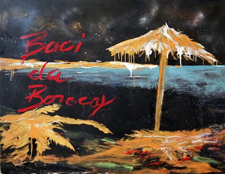 FLAVIA MANTOVAN Baci da Borocay Tecnica mista su tela cm.95x122, firma sul...