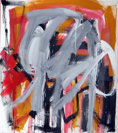 ALEX CAMINITI Punti di rottura smalto su tela cm. 141x149, firma in basso a...