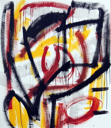 ALEX CAMINITI Punti di rottura smalto su telaa cm. 165x140, firma in alto.