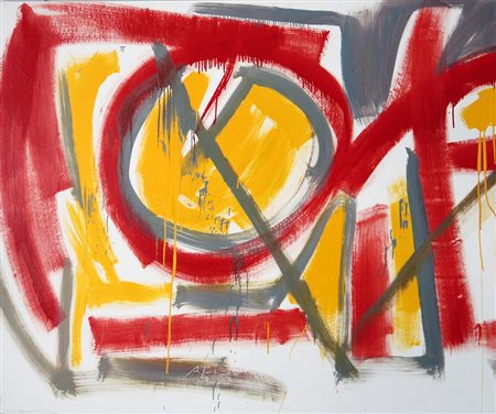 ALEX CAMINITI Punti di rottura smalto su tela cm. 168x141, firma in basso.