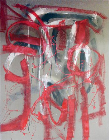 ALEX CAMINITI Punti di rottura smalto su tela cm. 182x140, firma sul retro...